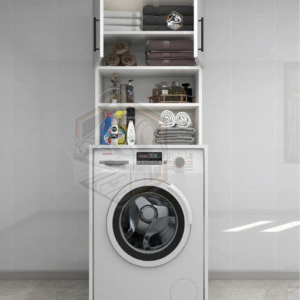 Alternative view of Tamamı MDF Açık Raflı Ve Kapaklı Çamaşır Makinesi Dolabı, Banyo Dolabı, 4 Raflı, Kapaklı