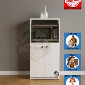 Tamamı MDF Mini Fırın Dolabı 2 Kapaklı Çok Amaçlı Mutfak Dolabı