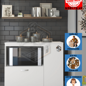 Tamamı MDF Mobilyanı Tasarla Mikrodalga / Mini Fırın Modülü 2 Kapaklı Çok Amaçlı Mutfak Dolabı